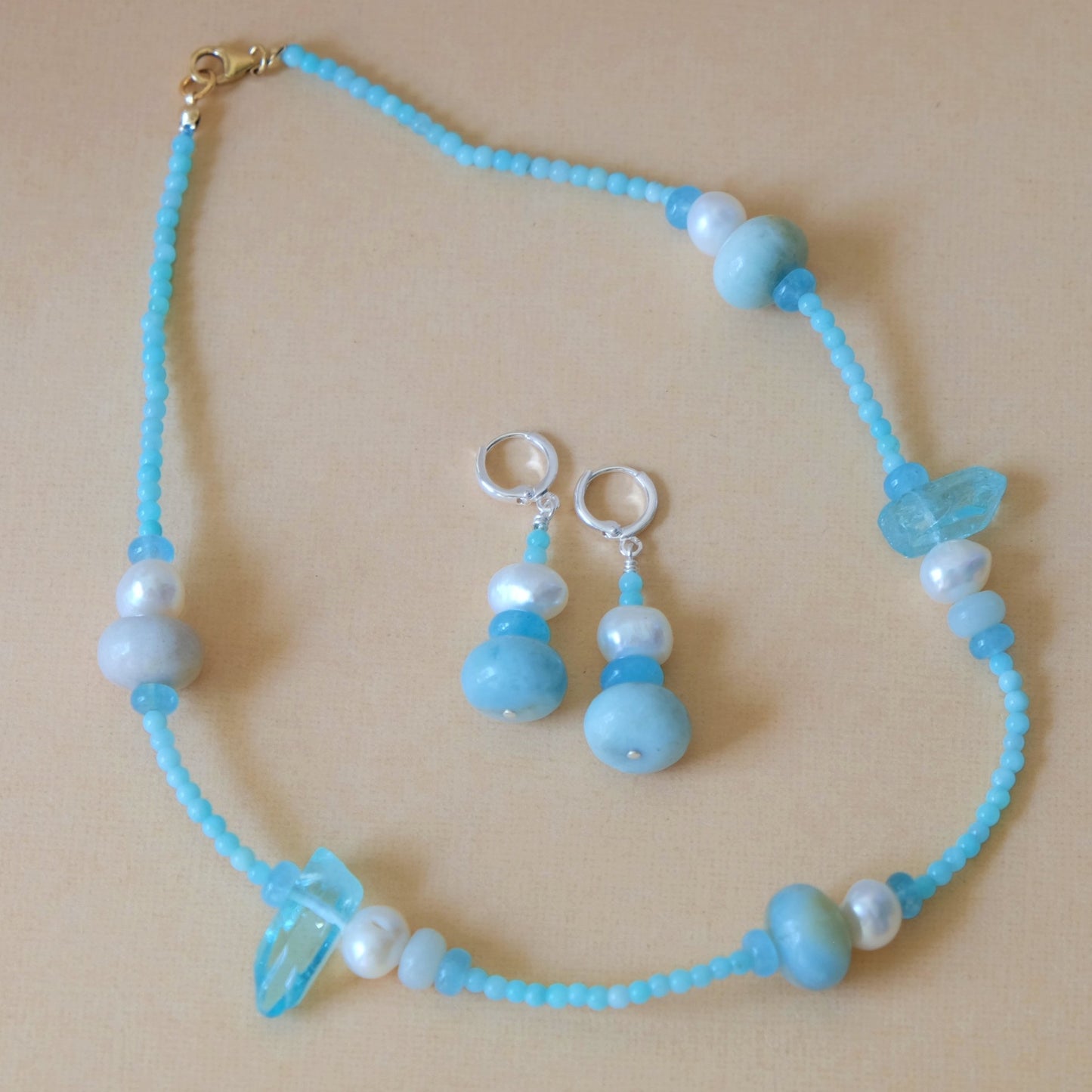 Amazonite and Pearl Candy Earrings