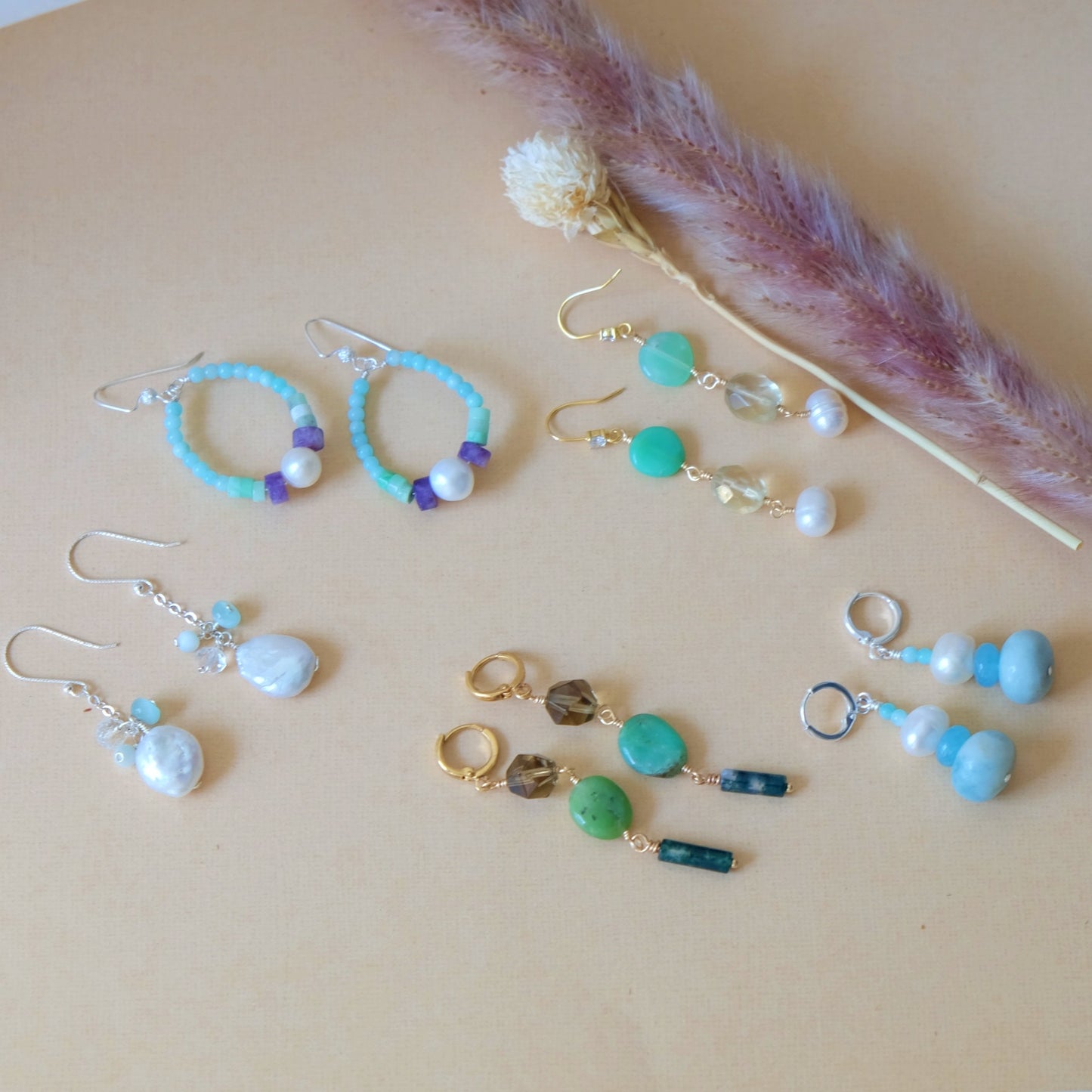 Amazonite and Pearl Candy Earrings