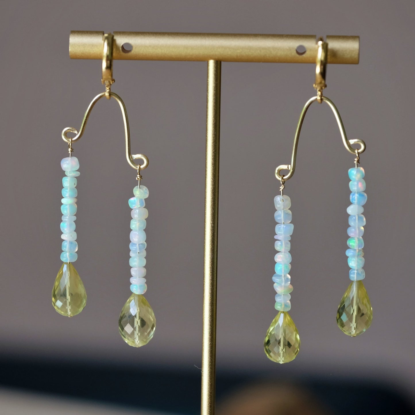 Opal and Citrine Drop Earrings