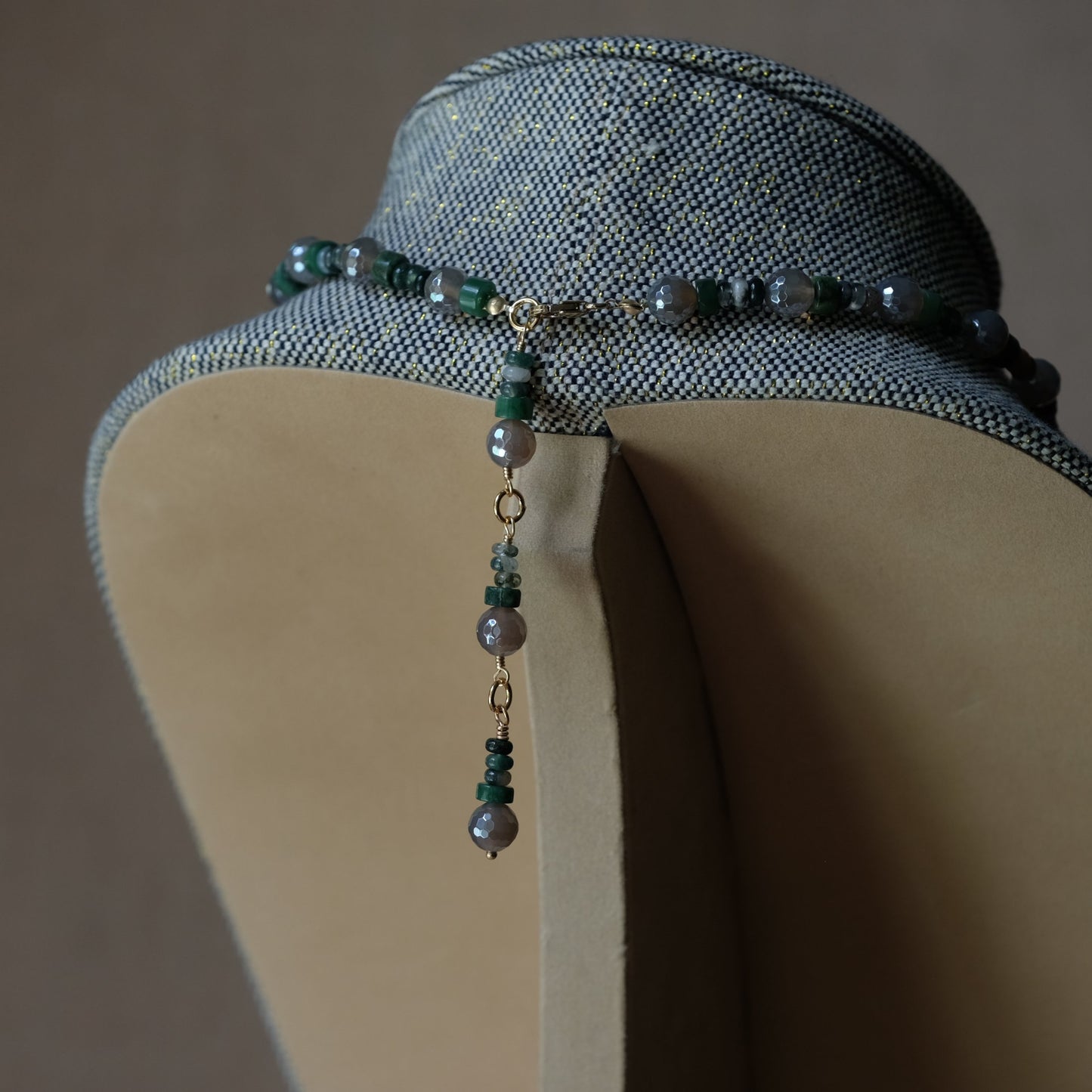Agate and Jade Bead Necklace