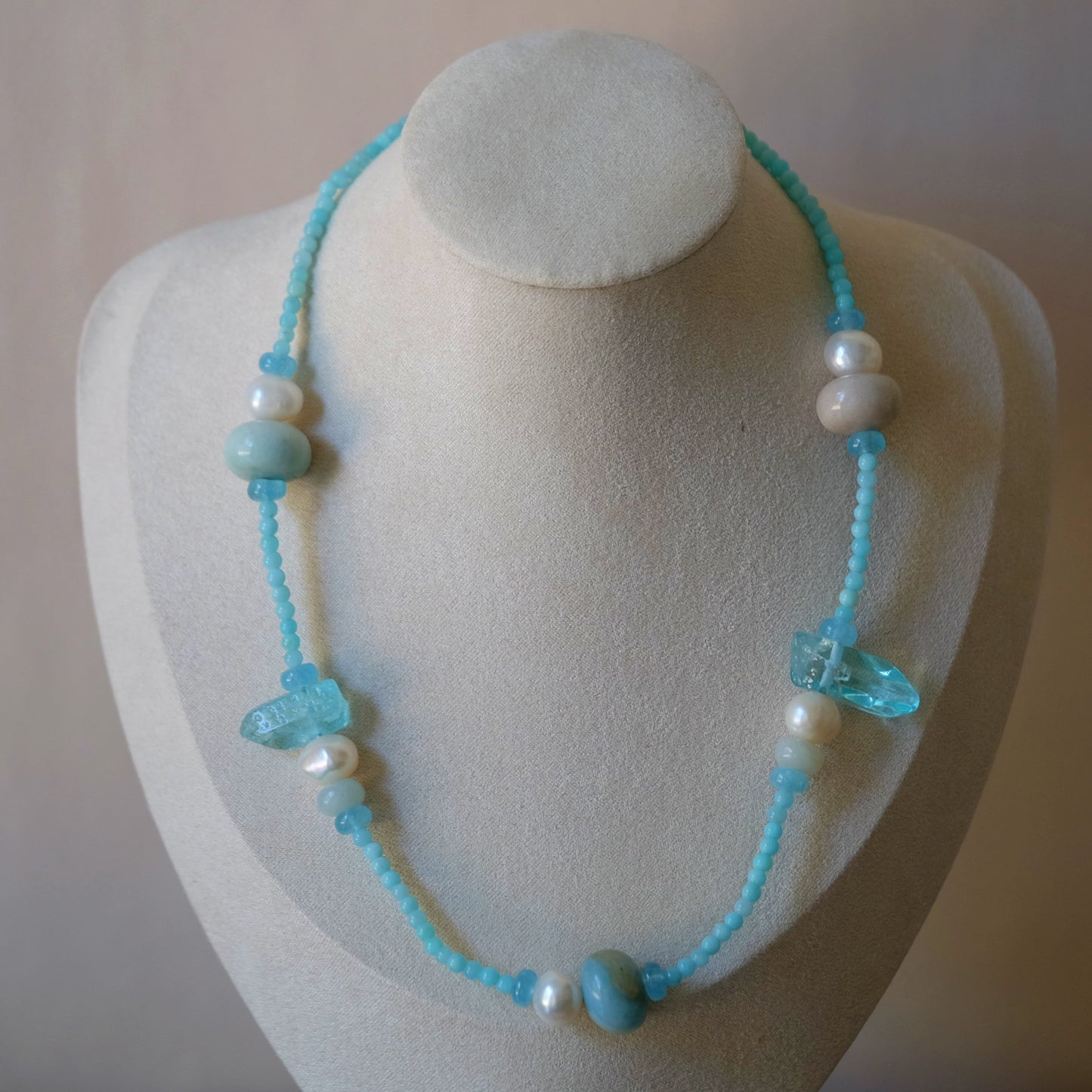 Amazonite and Freshwater Pearls Necklace