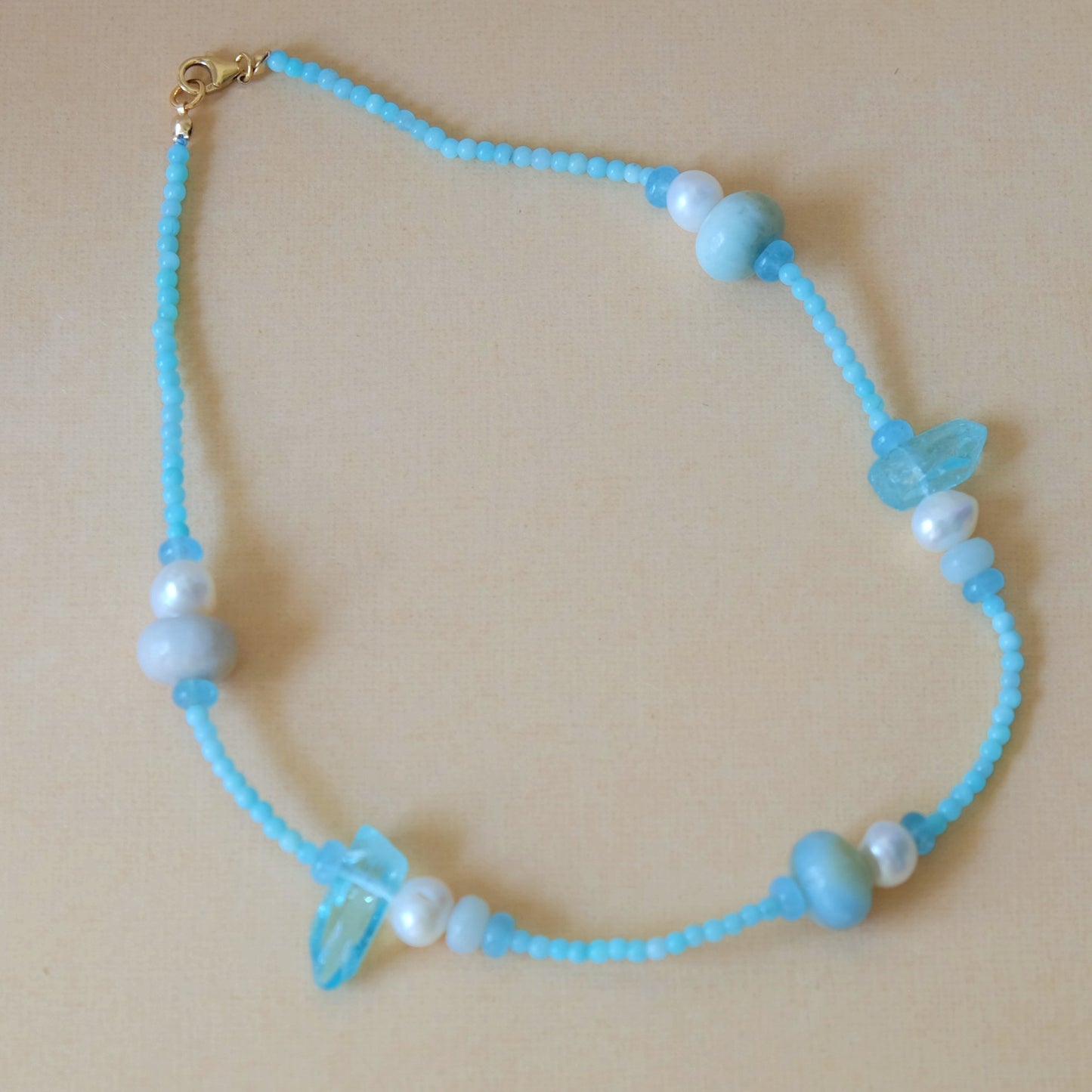 Amazonite and Freshwater Pearls Necklace