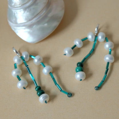 "Algae" Pearl Earrings