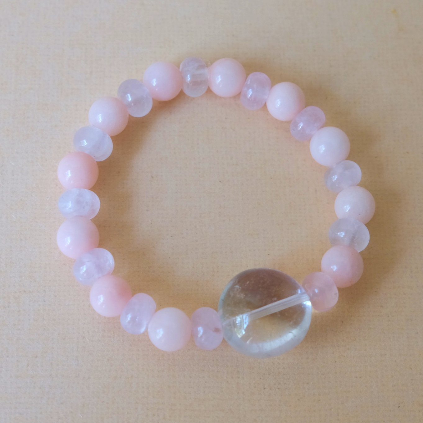 Clear Crystal and Pink Quartz Bracelet