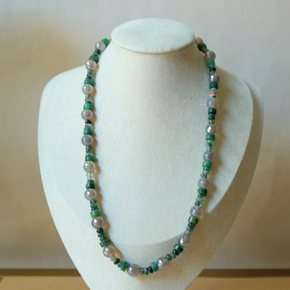 Agate and Jade Bead Necklace
