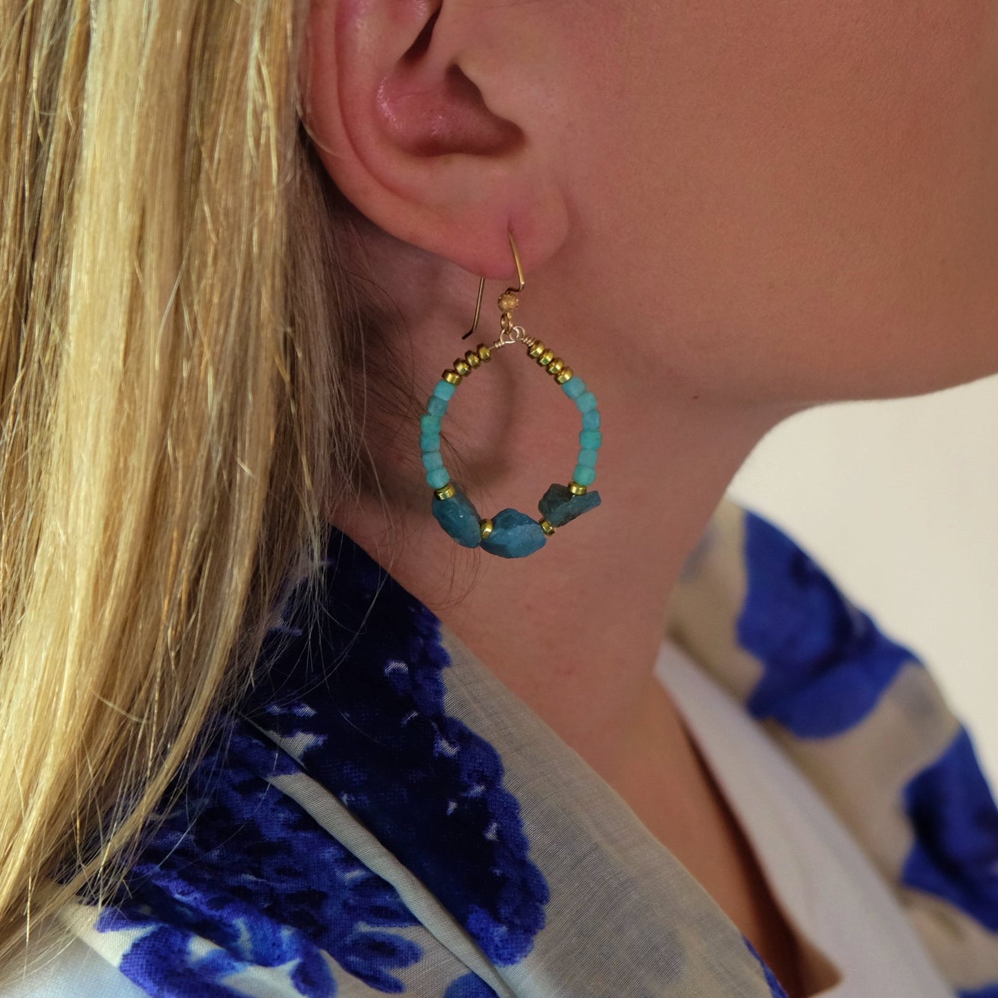 Apatite and Amazonite Hoops