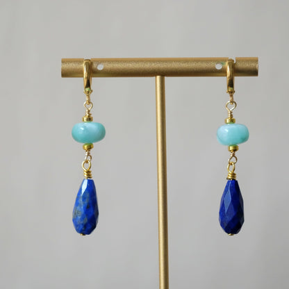 Lapis Lazuli and Green Moonstone Earrings