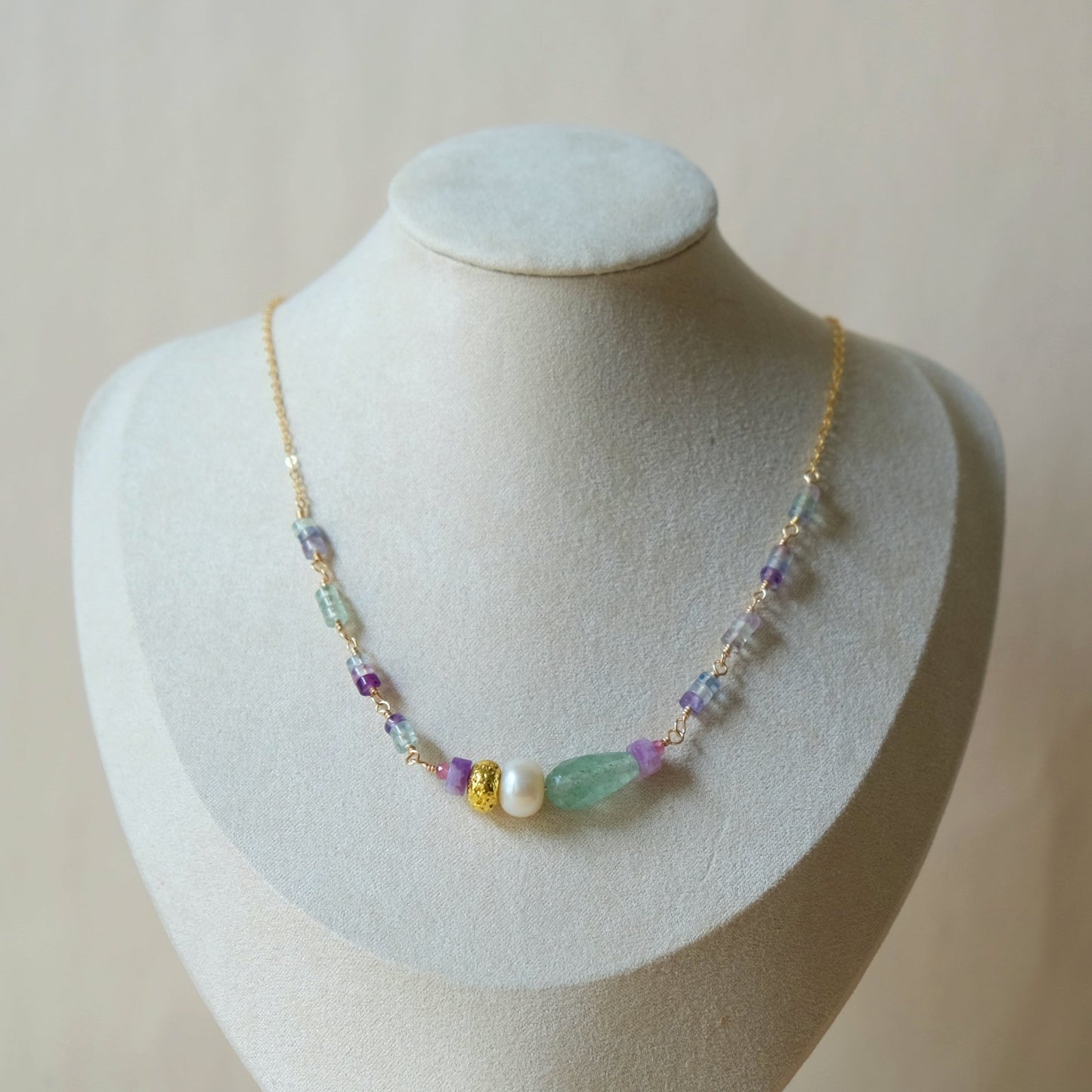 Fluorite, Pearl and Chalcedony Necklace