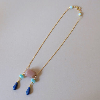 Abstract Necklace with Lapis Lazuli and Moonstone