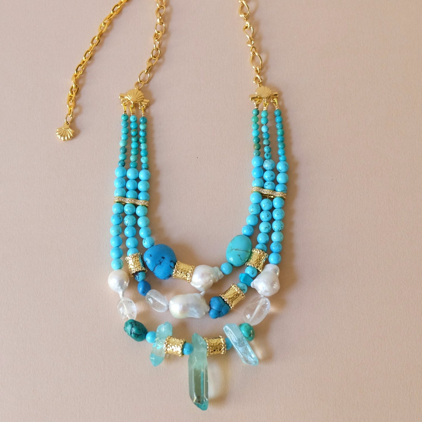 Turquoise and Baroque Pearl Lisbon Necklace
