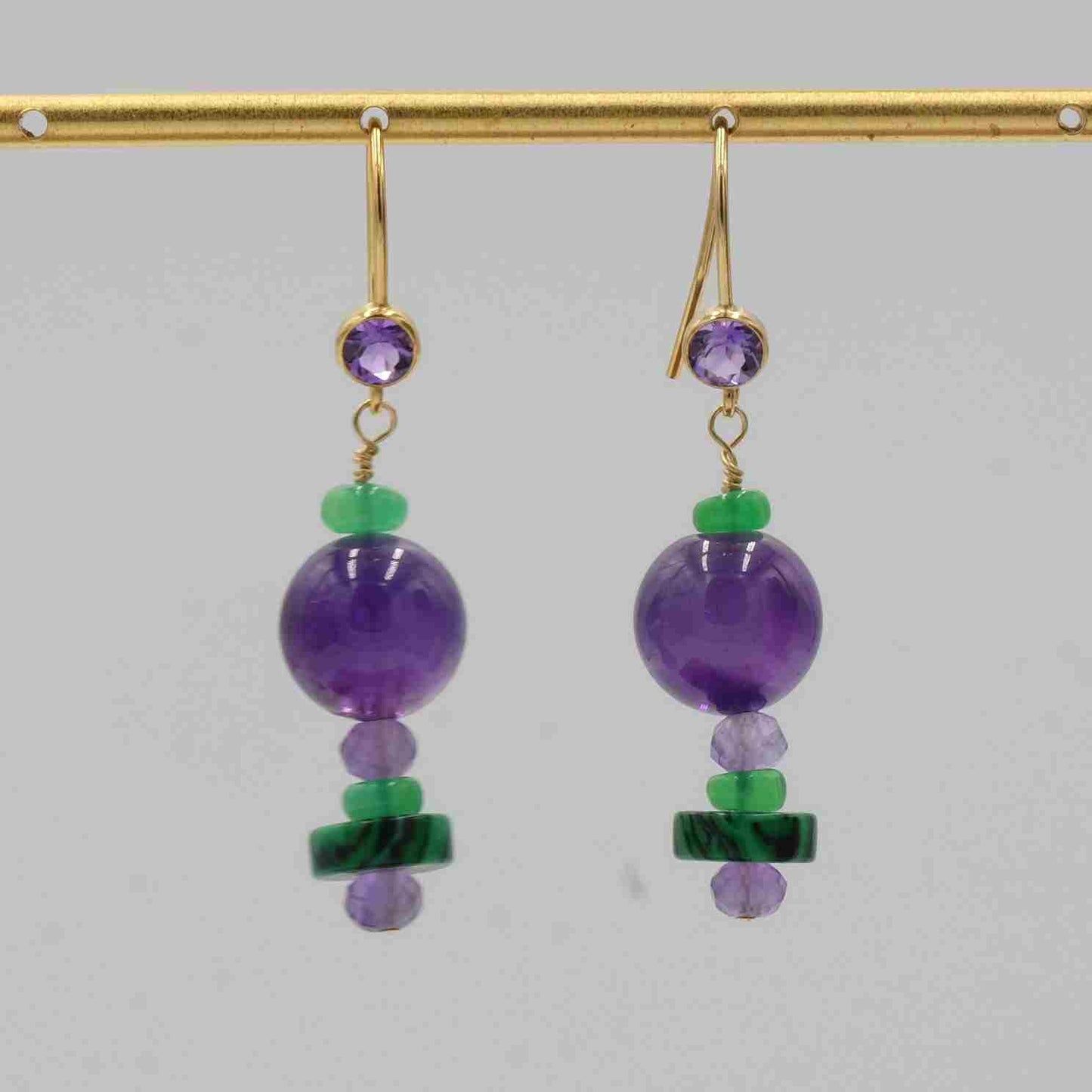 Twilight Amethyst and Forest Opal Earrings