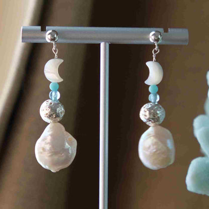 Moon Goddess Pearl Earrings